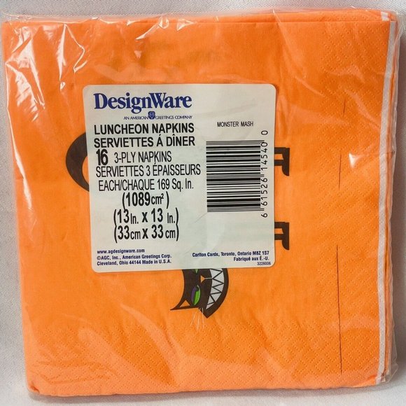 Monster Mash Halloween 16 Lunch Napkins 3-Ply Vintage 13” Design Ware - Picture 5 of 10